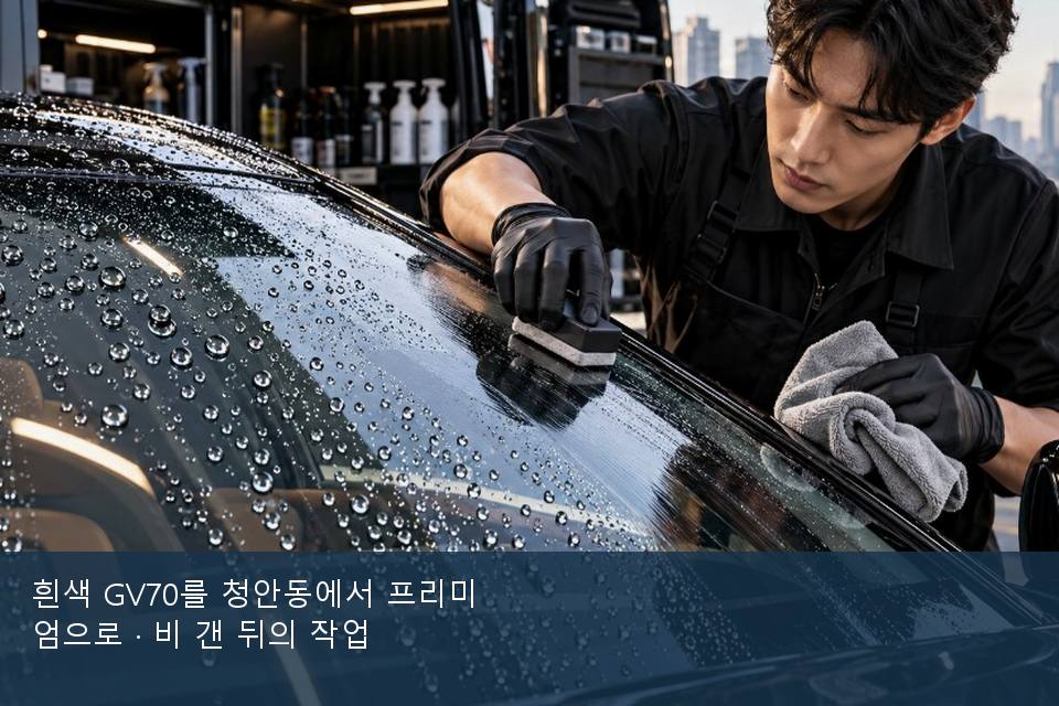 흰색 GV70를 청안동에서 프리미엄으로 · 비 갠 뒤의 작업